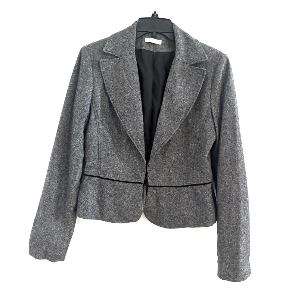 Promod Size M Women’s Twee Peplum Charcoal Gray Blazer